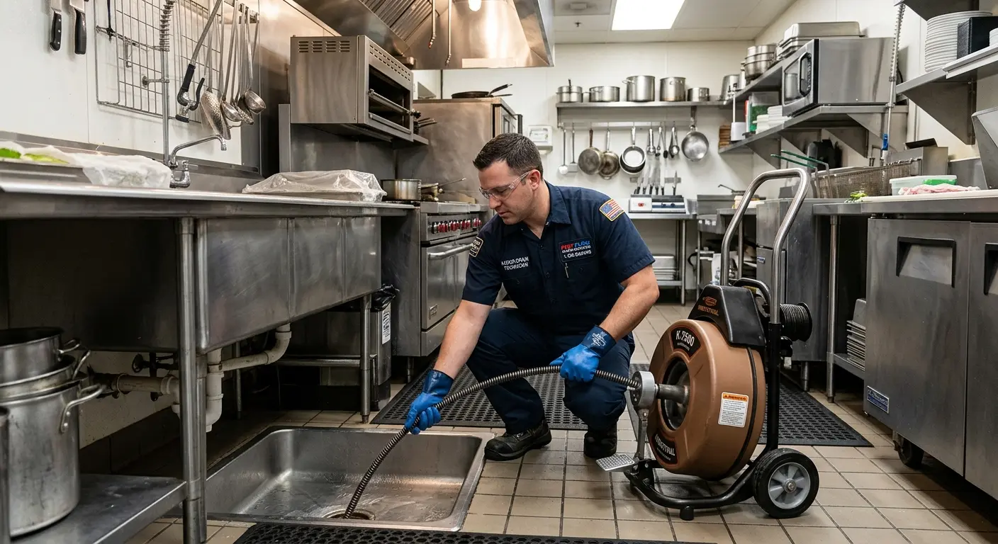 Commercial drain cleaning service in a restaurant kitchen in The Hammocks