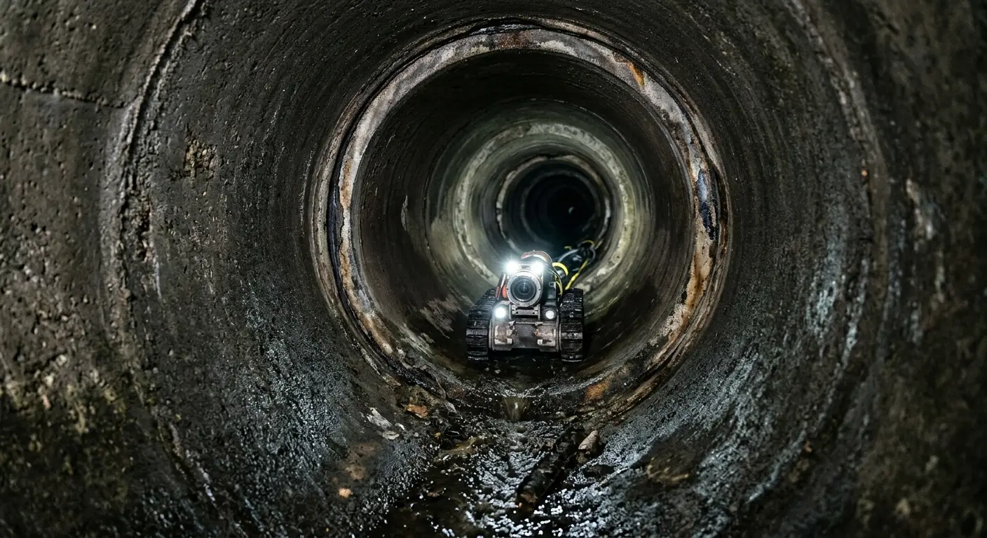 Robotic sewer camera inspecting pipe interior for Drain Snake Service in The Hammocks
